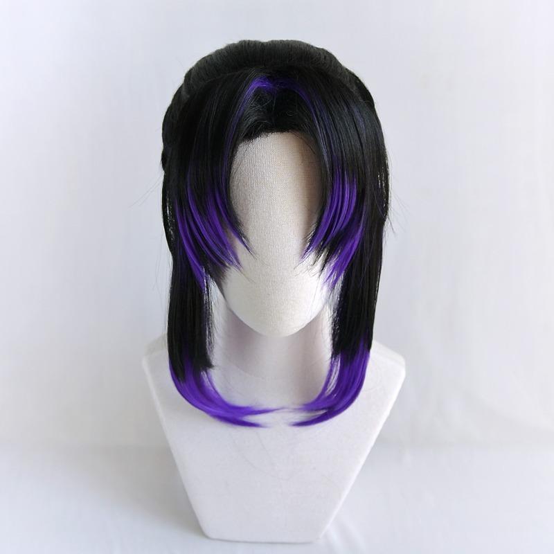 Япония Аниме Demon Slayer: Kimetsu no Yaiba Kochou Shinobu Косплей парик Kochou Shinobu Фиолетовый черный парик для волос костюмы + шпилька