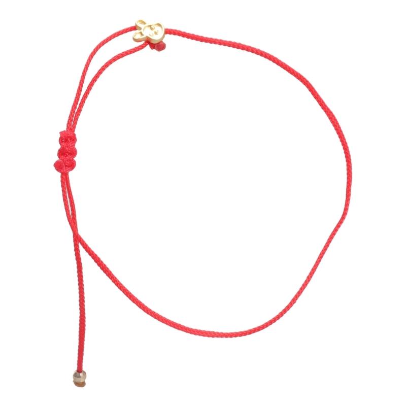 Lucky Red Rope Bracelet Zodiac Gold Plated Rabbit Pendant Hand Knotted Adjustable Charm Bracelet for Men and Women