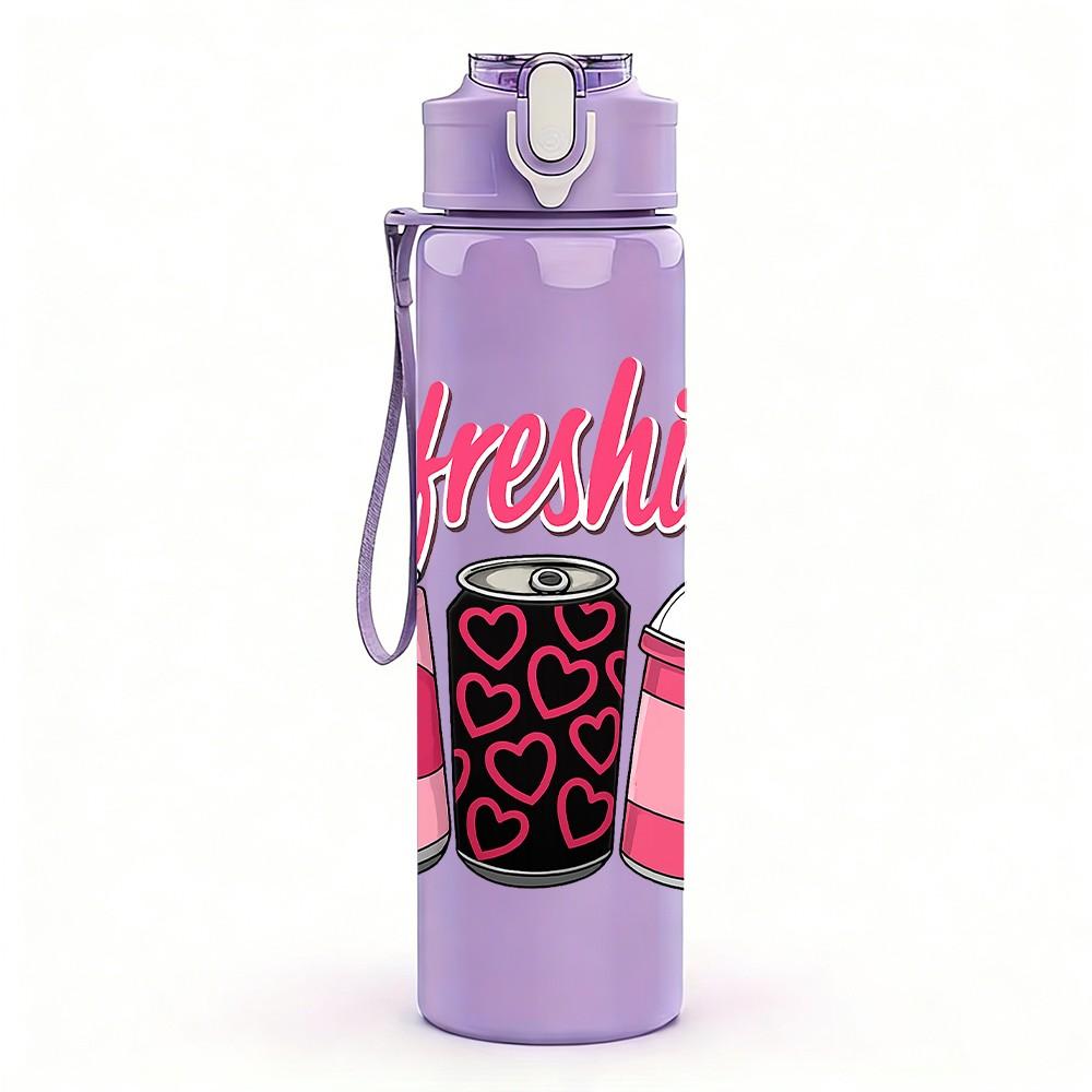 1PC Refreshing Drink Cup Design 750ml Color Plastic Sports Water Bottle Leakproof Flip Straw Lid Suitable for Sports Office Home Use