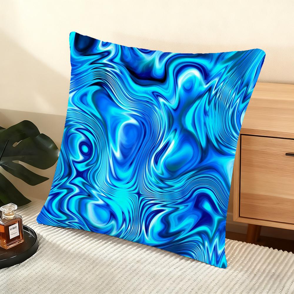 Подушка с чехлом 'Fluid Wave Art' Мягкий коротковорсовый чехол для подушки Гладкая уютная текстура Эстетичный чехол для подушки Декор для дома