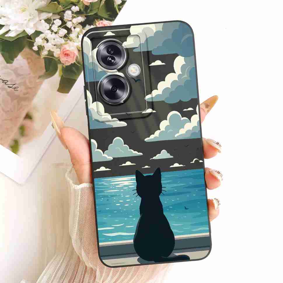 For Oppo A79 5G Case Cartoon Cat Retro Style Silicone Cover For Oppo A79 CPH2553 CPH2557 Shockproof Phone Cases Bumper