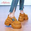 Fashion Aphixta 8cm Chunky Heel Women Ankle Boots Metal Decoration Hook Loop Woman High Heel Pumps Platform Height Increasing Footwear