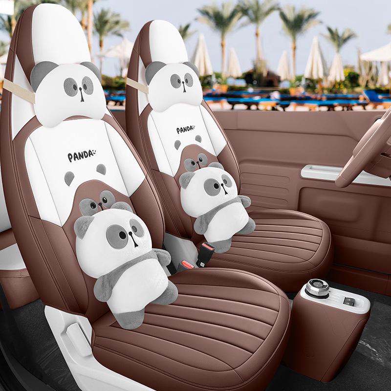 Cute 2023 Panda Mini Seat Cover for Women - All-Season, Full Coverage Car Cushion