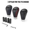 Universal 5-Speed Manual Gear Shift Knob with Red Stitch Leather Car Gear Stick Lever for Manual Transmission - M8 M10 M11 M12
