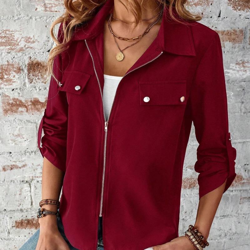 Осенний отложной воротник на молнии повседневные кардиганы куртки женские зимние новые однотонные свободные длинные рукава куртка для женщин модные уличные женские пальто 25827