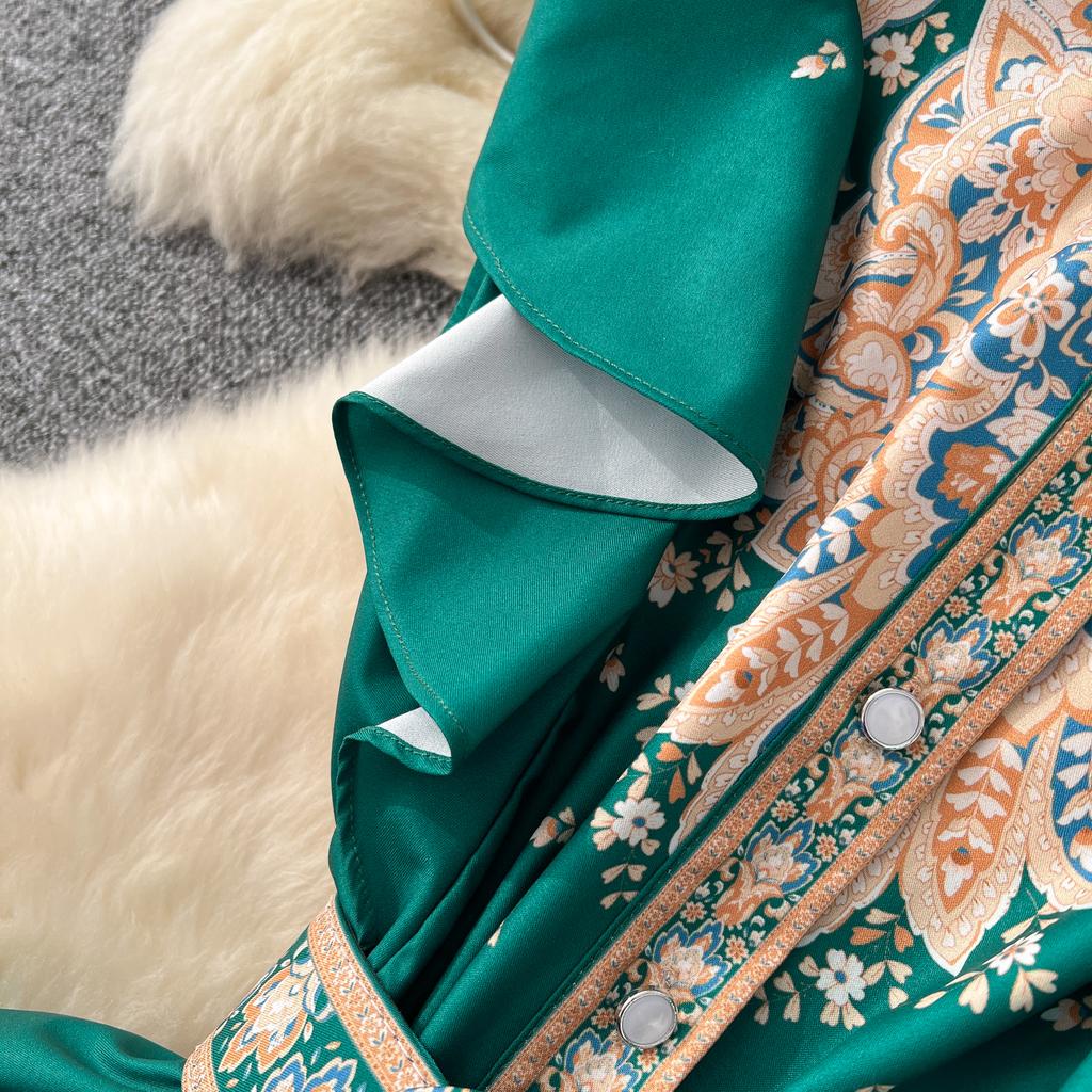 Chic Slim Single Breasted Elegant Sashes Print Vintage Dress Elegant High Street Korean Evening Dress