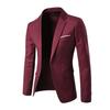 Men Suit Coat Lapel Long Sleeve Suit Jacket with Flap Pockets Solid Color Single Button Formal Business Outerwear