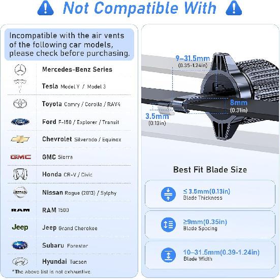 Blukar Car Phone Holder Mount, Super Stable Air Vent Cell Phone Car Mount