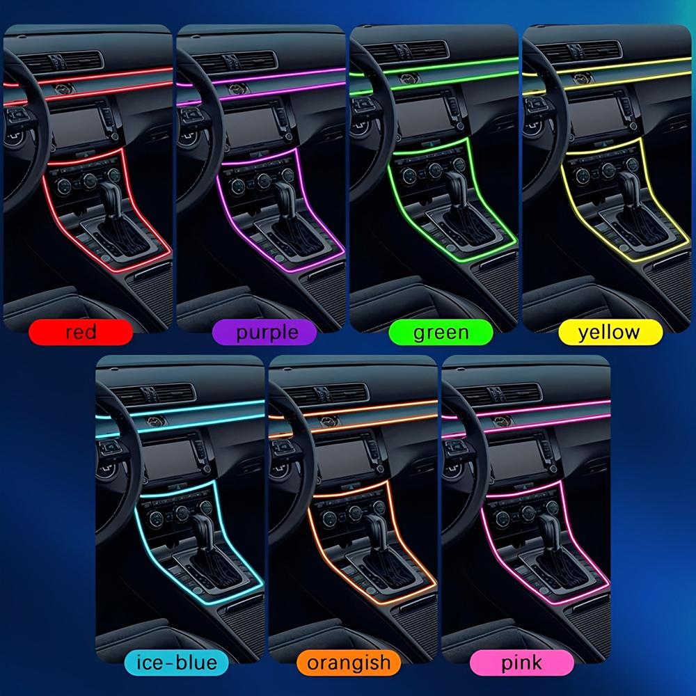Neon Car LED Interior Ambient Lights 13.12FT Colorful Fiber Optic RGB Strip USB Remote Control Auto Atmosphere Decorative Lamp
