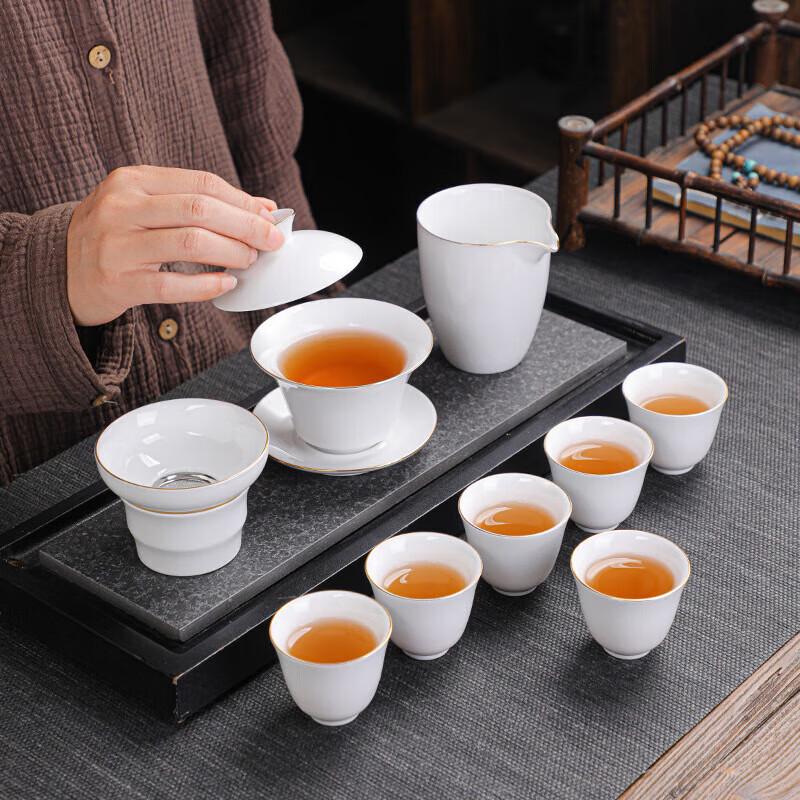 Dehua Jade Porcelain Gongfu Tea Set with Scent Cups