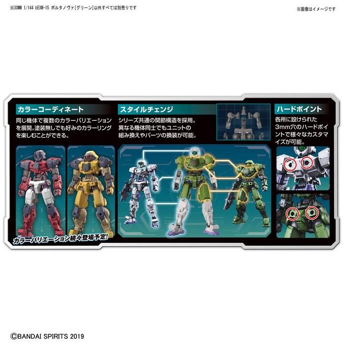 BANDAI SPIRITS 30MM bEXM-15 Portanova [Green] 1/144 Scale Color-Coded Plastic Model 5.08 x 5.08 x 15.24 cm