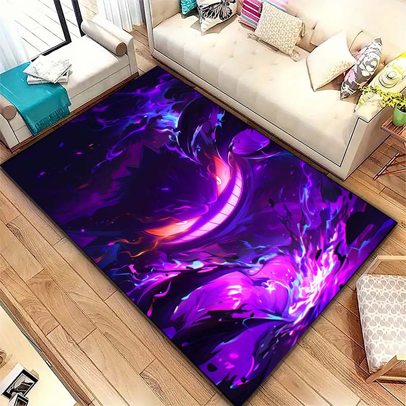 Gengar Printed Area Rug Cartoon Ghost Pattern Non-Slip Floor Mat Soft Carpet for Bedroom Living Room Decor
