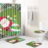 Christmas Shower Curtain Floor Mat Combination Four-Piece Set Bathroom Toilet Carpet Shower Room Mat Foot Mat