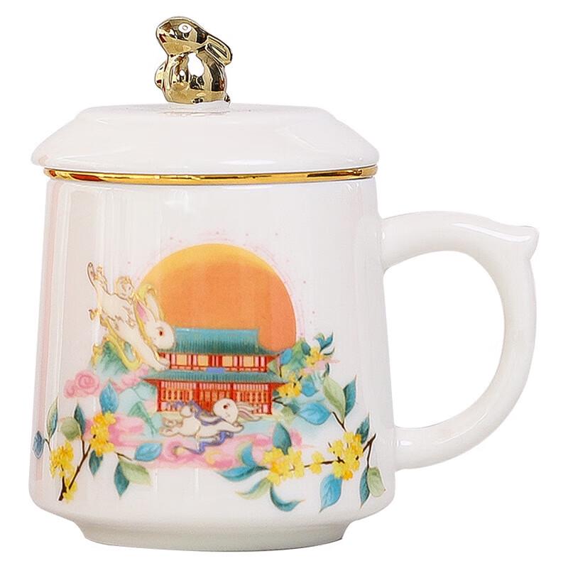 Jade Rabbit Auspicious Ceramic Tea Cup Gift Set