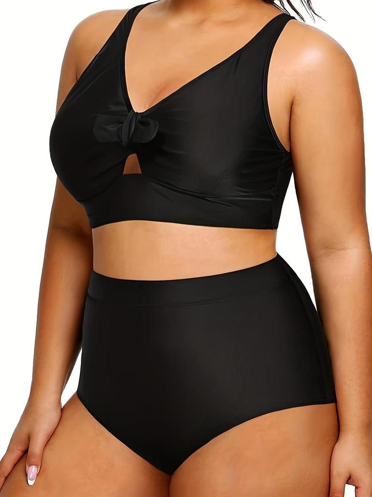 2024 Европейский и американский однотонный сексуальный купальник бикини из двух частей для женщин