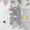 2024 Spring & Autumn Baby Boy Houndstooth Suit: Vest, Long Sleeve Shirt, and Pants