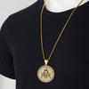 Punk Fashion Masonic Symbol Pendant Gold Color Stainless Steel CZ Mason Round Necklace for Men Vintage Jewelry Male Gift 2025