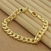 925 Sterling Silver Hand 8mm Sideways 18k Gold Bracelet For Men &Women Party Charm Jewelry Gift