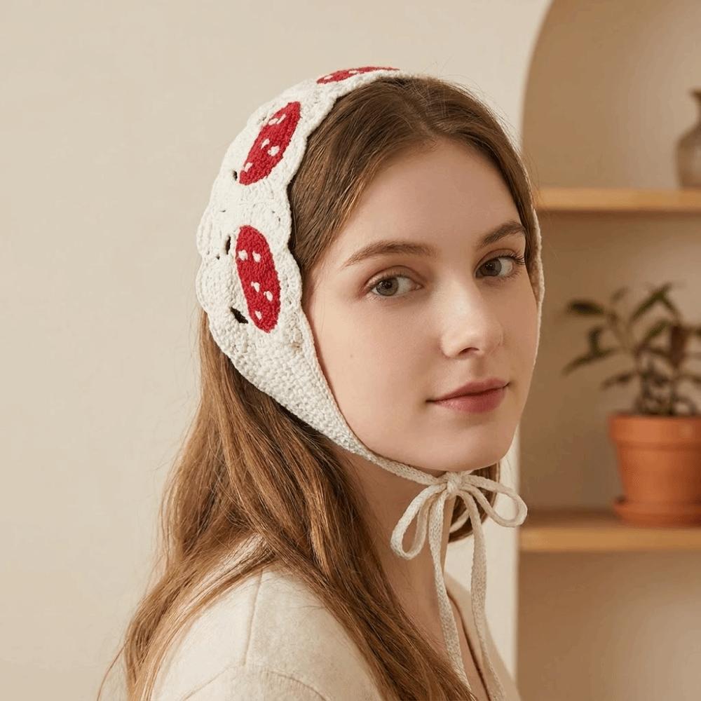 Knit Fabric Crochet Hair Bands Cartoon Design Hair Scarf Mushroom Hair Bands Holiday Season
