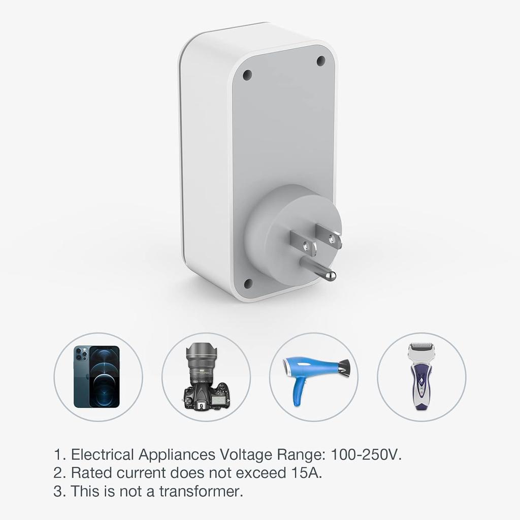 Tessan Socket Adapter USA Canada France with 3 USB and 1 USB C,Socket Adapter EU To USA, Socket Adapter EU To Canada Mexique Thailande,Type B
