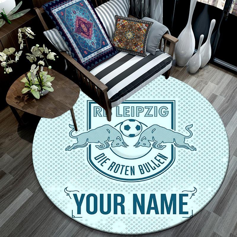 Custom Name RB Leipzig Round Area Rug,Carpet Rug for Living Room Bedroom Sofa Playroom Decor,Non-slip Floor Mat