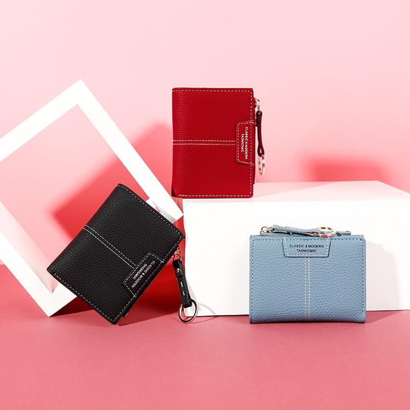 Желтый женский кошелек из мягкой искусственной кожи, женский кошелек, мини-держатель для карт с застежкой, короткие кошельки для монет, тонкий маленький кошелек