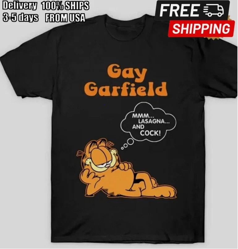 Funny Black Understand Gay Garfield Unisex Black Short Sleeve SML XL