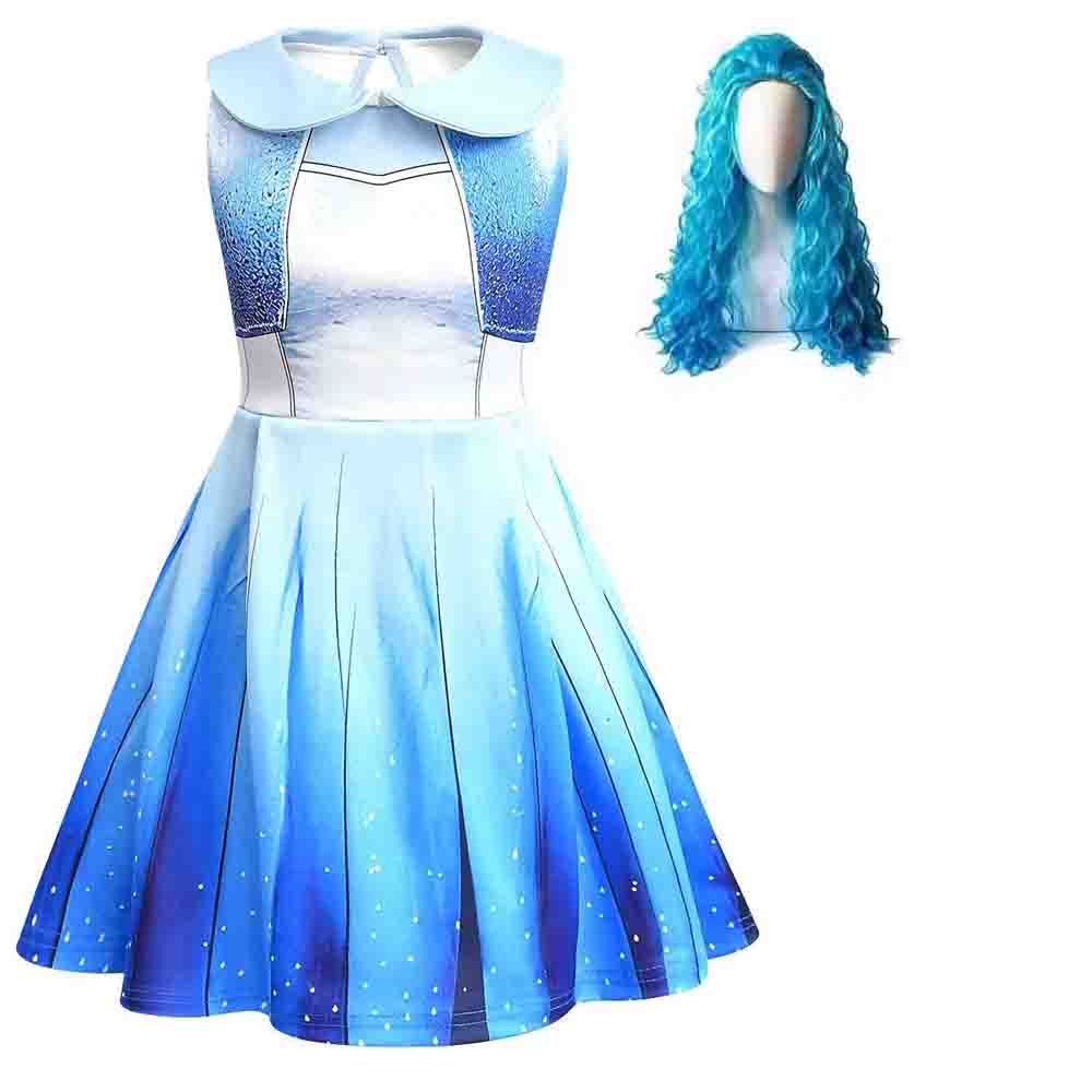 Girls Red Rock Style Cosplay Costume Set With Wig Kids Halloween Carnival Party Performance Dress‑up Outfit for Children
