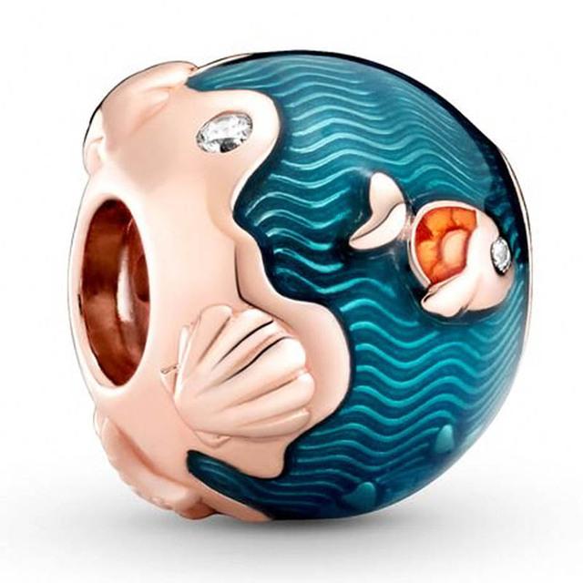 Зимний восторг, снежинка, шар, синие завитки, перламутровые мечты, Шарм S925, бусины из стерлингового серебра, подходят для браслета, ювелирные изделия своими руками