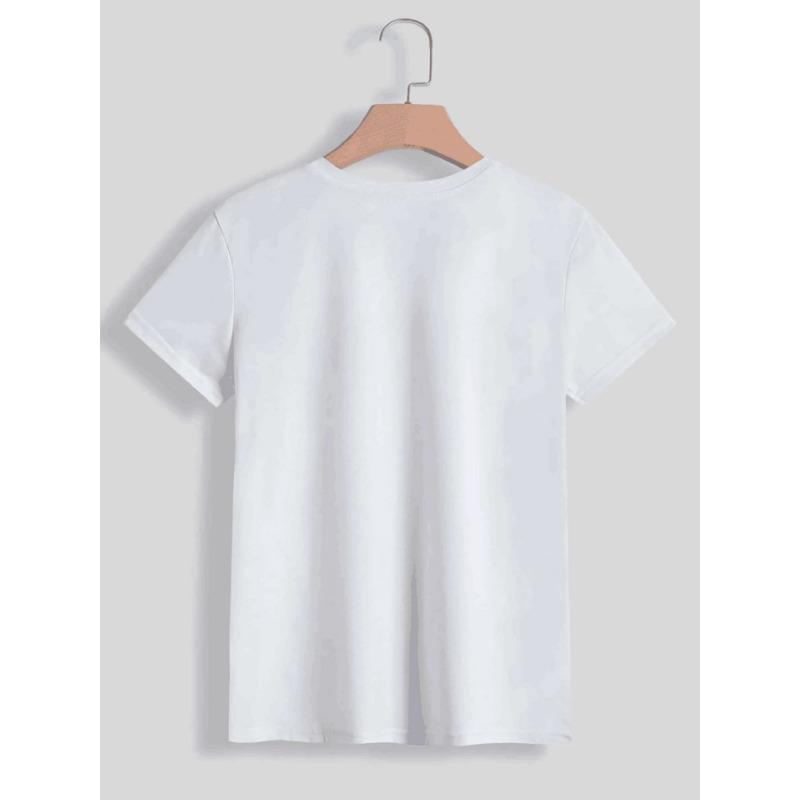 Футболка из хлопка, летняя, с коротким рукавом, круглым вырезом, с принтом, женская