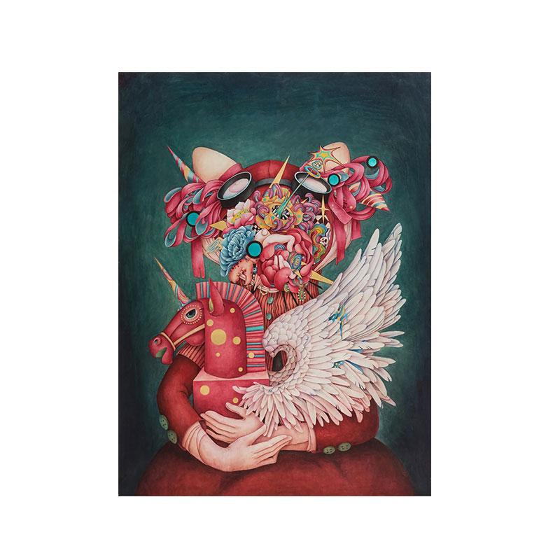 Современное абстрактное искусство, картина на холсте, настенное искусство, цветок на голове, кукольные постеры и принты для гостиной, декор детской комнаты