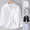 Fall Spring Men Shirt Single-breasted Solid Color Lapel Long Sleeve Soft Breathable Cadigan Buttons Plus Size Formal  Office Shirt Men Top