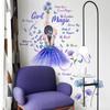 Self-adhesive Home Decoration Princess Wall Stickers Butterfly Flower Decals Girls On Moon