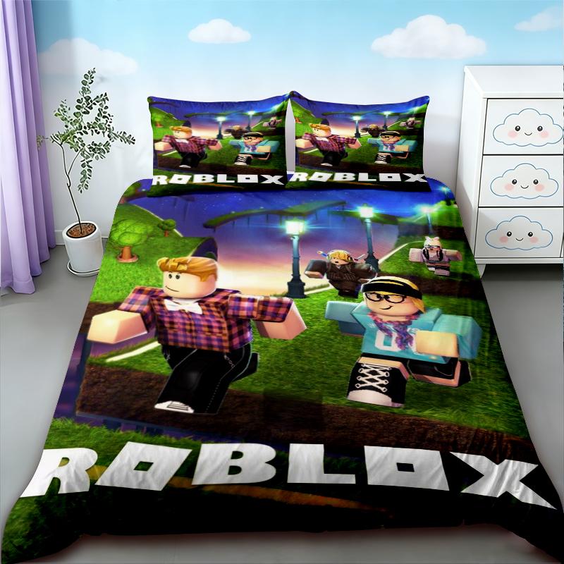 Пододеяльник Roblox Мультяшный Комплект Постельного Белья Чехол на Одеяло Для Детей Подростков Декор Спальни Общежитие Праздничные Подарки Queen King