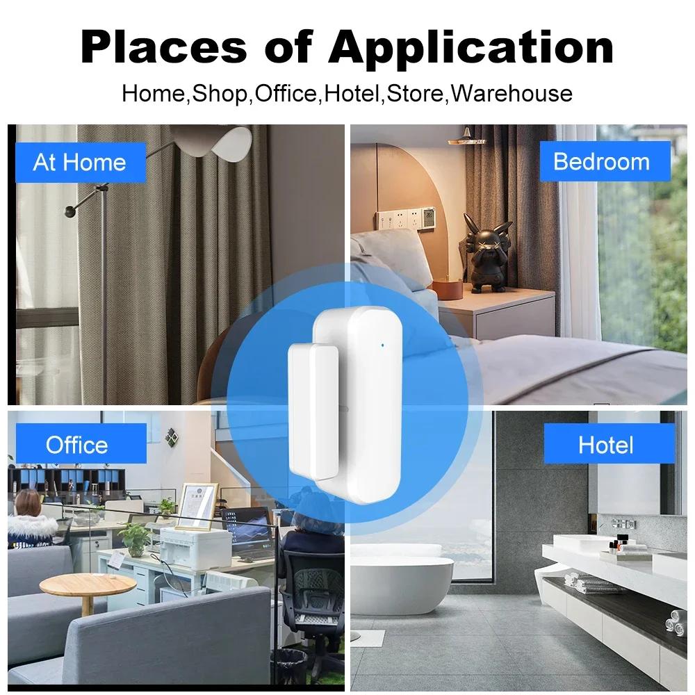Tuya ZigBee Door Window Sensor Wireless Magnetic Alarm Detector Home Security Anti-Theft APP Control Works with Alexa Google