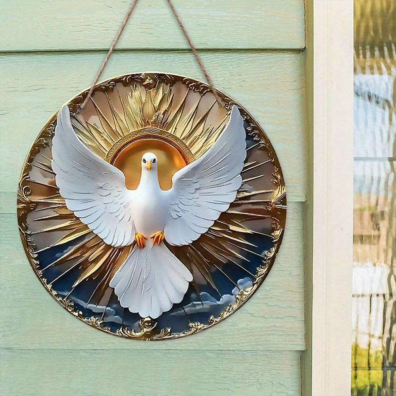 5 шт. Христианский знак «Голубь Святого Духа» из дерева — эффект рельефа 2D, универсальный праздничный декор, универсальное подвесное украшение для дома, настенный декор без