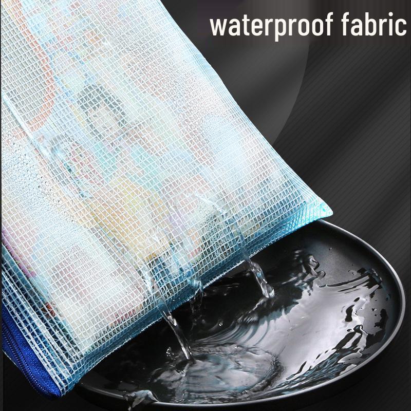 A4 Transparent Zipper File Bag - Waterproof Mesh for Student Subject Organization