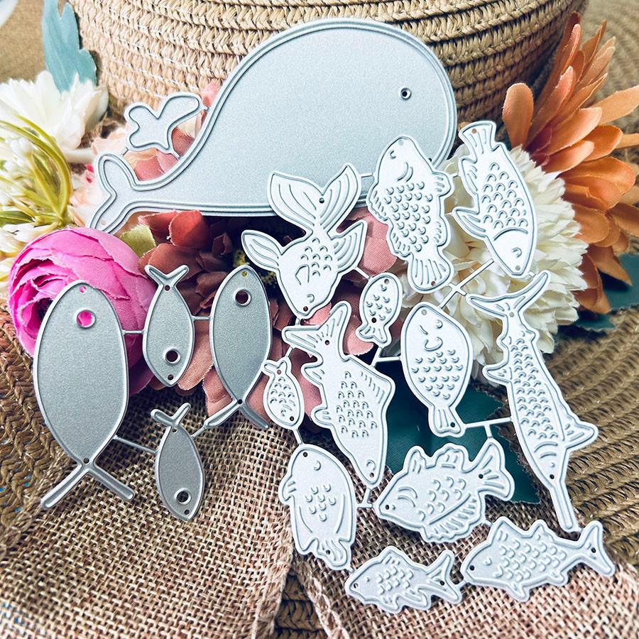 Рыбки Вырубки для Изготовления Открыток, Металлический Трафарет для Вырубки Кит для DIY Скрапбукинга Фотоальбома Тиснения Бумажных Открыток Поделок Вырубки