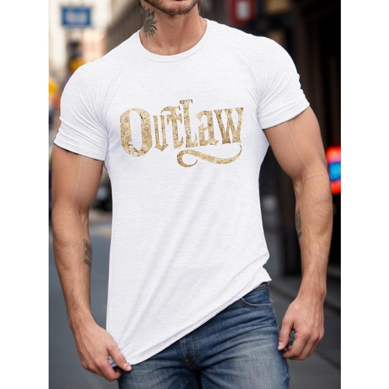 Мужская летняя футболка больших размеров, винтажная футболка с принтом "Outlaw" и коротким рукавом, модные повседневные топы для повседневной жизни, больших размеров.