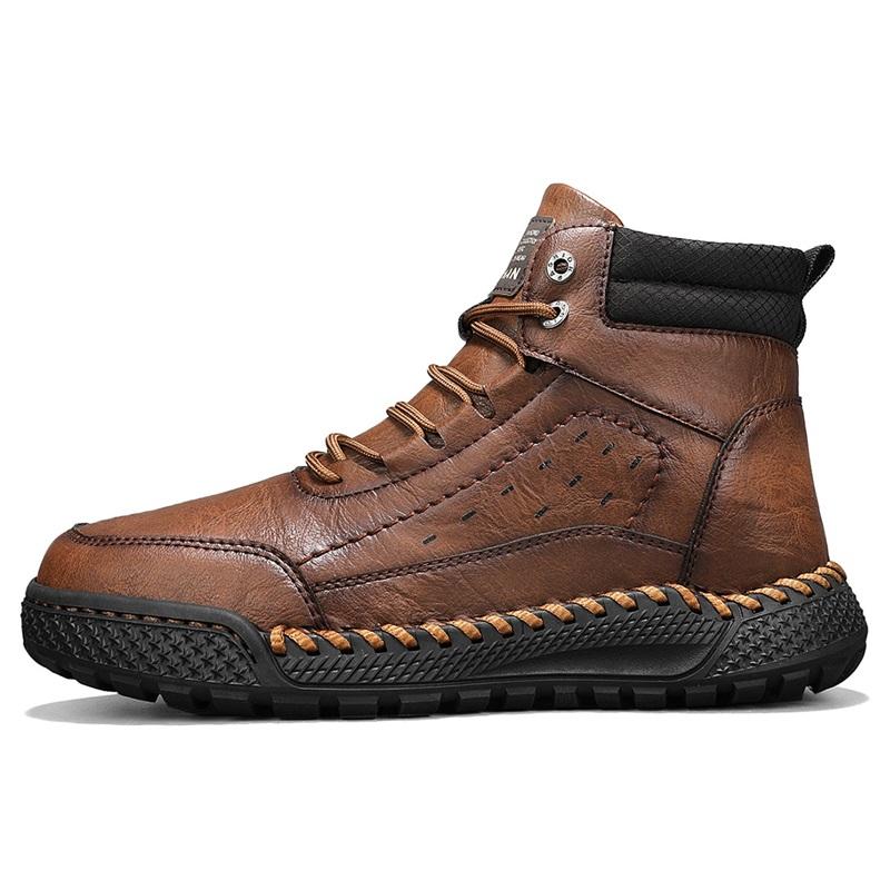 Autumn/ Winter Men's Retro Shoes Cow Split Leather Men Boots Comfortable Motorcycle Boots Winter Boots Men's Genuine Leather Moccasins
