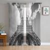 Eiffel Tower Paris France Luxurious Chiffon Sheer Curtains for Living Room Bedroom Decoration Window Voiles Tulle Curtain