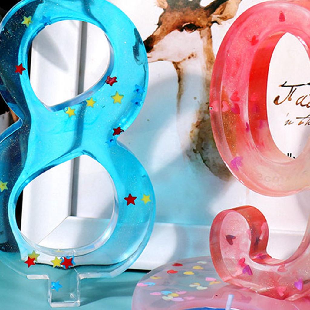 1-10 Numbers Shape DIY Silicone Mold 3D Handmade Candle Holder with Heart Base Gypsum Resin Mold Craft Candlestick Mould