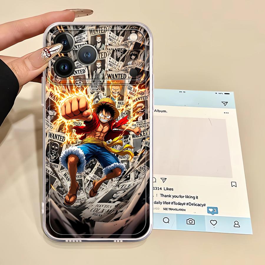 Мультяшный чехол-бампер One P-Piece для iPhone 17 Pro Max 15 11 13 Pro XS Max XR 16 12 Mini 14 Plus 7 8 Air