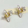 1 pair Luxury Golden and Silver Earrings Temperament Metal Flower Ear Studs  Party