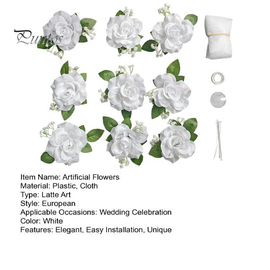 1 компл. свадебный автомобильный цветочный набор Элегантные украшения в европейском стиле Простая установка с присоской Искусственные цветы для любого автомобиля