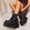 Супер высокие каблуки на платформе женские ботильоны трендовые повседневные туфли на плоской подошве зимние брендовые 2025 новые готические гладиаторские кожаные ботинки женские
