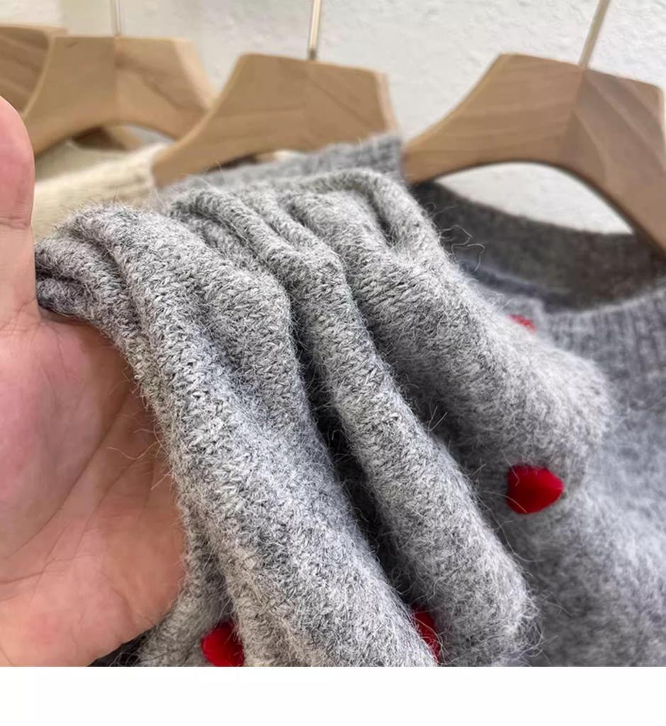 Женский ретро кардиган из шерсти темно-серого цвета - Осень/Зима, Мягкий и теплый, с пуговицей в виде сердца, рукава реглан