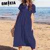 GMXIA Women's Fashion Summer Spring Solid Color Print High Waist Casual Dresses