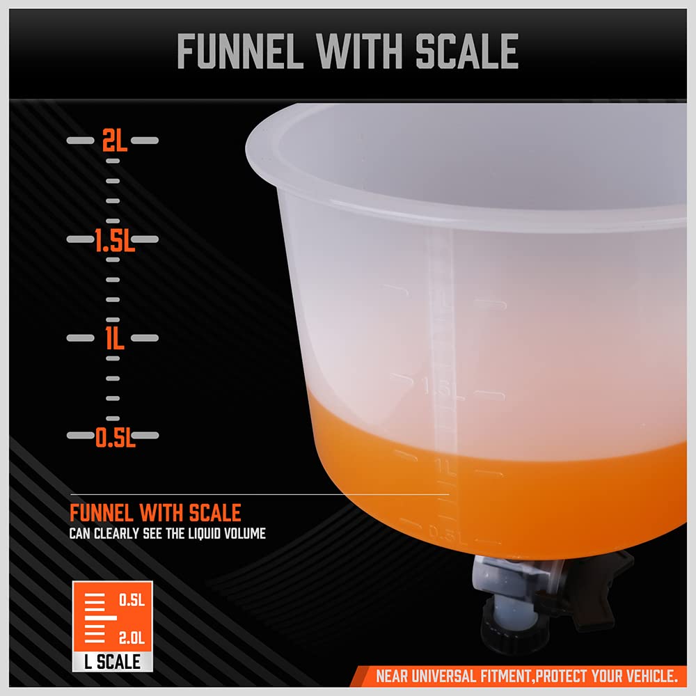 HORUSDY No-Spill Coolant Funnel Kit, Spill Proof Funnel Bleeder With Adapters. Universal Fitment