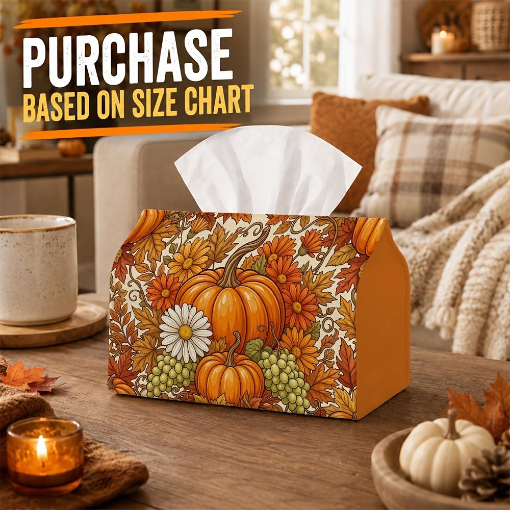 1pc Country Floral Tissue Box | Multi-Functional Fall Napkin Dispenser, Suitable for Home, Thanksgiving Parties, Pumpkin Grape Daisy Bloom - Hot Seaso